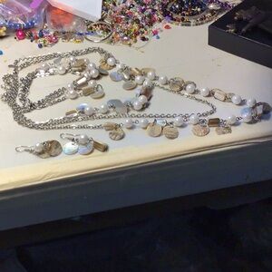 Jewelry set … necklace, bracelet & earrings.  Multiple strands & extension chain